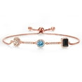 thumbnail image 1 of Gem Stone King 1.71 Ct Oval Peach Morganite Swiss Blue Topaz 18K Rose Gold Plated Silver Bracelet for Women, 1 of 4