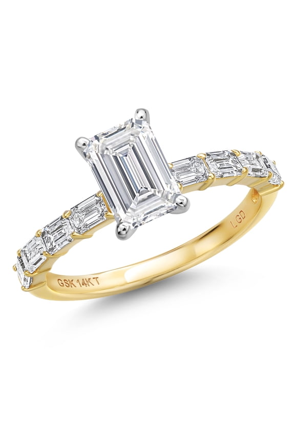 1.72 Ct D-E VS1-VS2 IGI Certified White Lab Grown Diamond 14K 2-Tone Gold Engagement Ring
