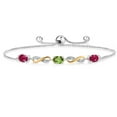 thumbnail image 1 of Gem Stone King 1.73 Ct Oval Red Ruby Green Peridot 925 Silver and 10K Yellow Gold Lab Grown Diamond Adjustable Infinity Bracelet for Women Mother's Mom Wife Her, 1 of 3