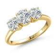 thumbnail image 1 of Gem Stone King 18K Yellow Gold Plated Silver Lab Grown Diamond Engagement Ring for Women | 1.74 Cttw | Round 6MM | Gemstone April Birthstone | Size 9, 1 of 6