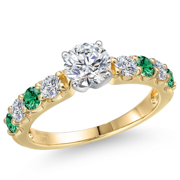 Gem Stone King 1.75 Cttw IGI Certified Lab Grown Diamond in 14K Two-Tone Gold Engagement Ring for Women | Round Center Diamond 0.75 Ct | D-E Color | VS1-VS2 Clarity | Size 9
