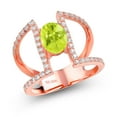 thumbnail image 1 of Gem Stone King 1.76 Ct Oval Yellow Lemon Quartz 18K Rose Gold Plated Sterling Silver Ring (Size 5) (Size 5), 1 of 3