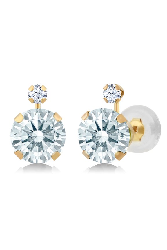 1.76 Ct White 14k Yellow Gold Earrings Set with Zirconia