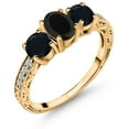 thumbnail image 1 of Gem Stone King 1.77 Ct Oval Black Onyx 18K Yellow Gold Plated Silver Ring (Size 5), 1 of 6