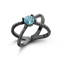 Gem Stone King 1.78 Ct Round Blue Zircon 925 Sterling Silver Ring (Size 5)