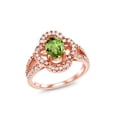 thumbnail image 1 of Gem Stone King 1.79 Ct Oval Green Peridot 18K Rose Gold Plated Silver Women's Split Shank Statement Ring, 1 of 6
