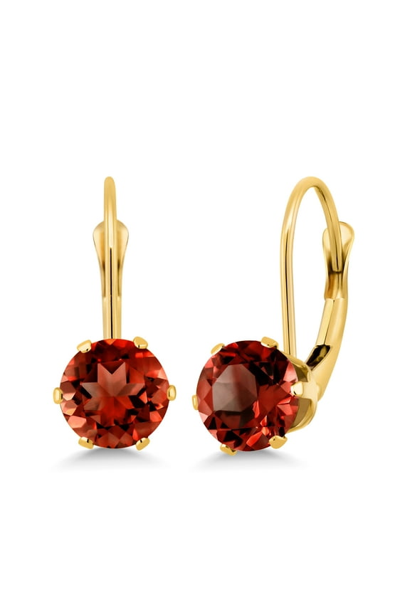 1.80 Ct 6MM Red Garnet Yellow Gold Plated Leverback Earrings for Women