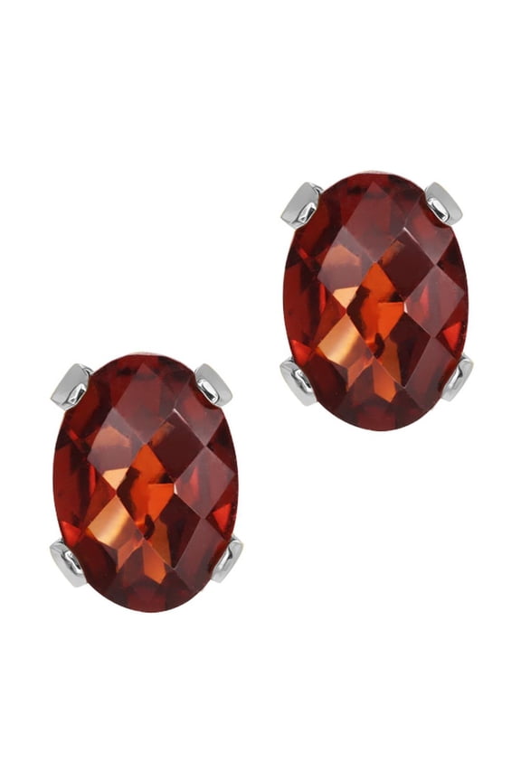 1.80 Ct 7x5mm Checkerboard Red Garnet Stud Earrings for Women Men