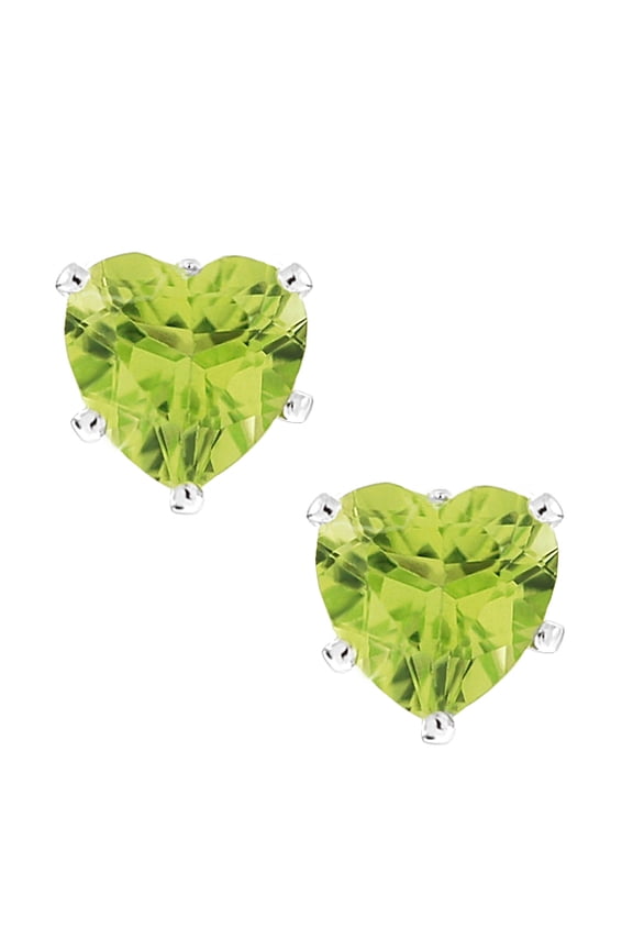 1.80 Cttw Heart Shape Green Peridot Earrings for Women | 925 Sterling Silver | Gemstone Birthstone | Heart 6MM