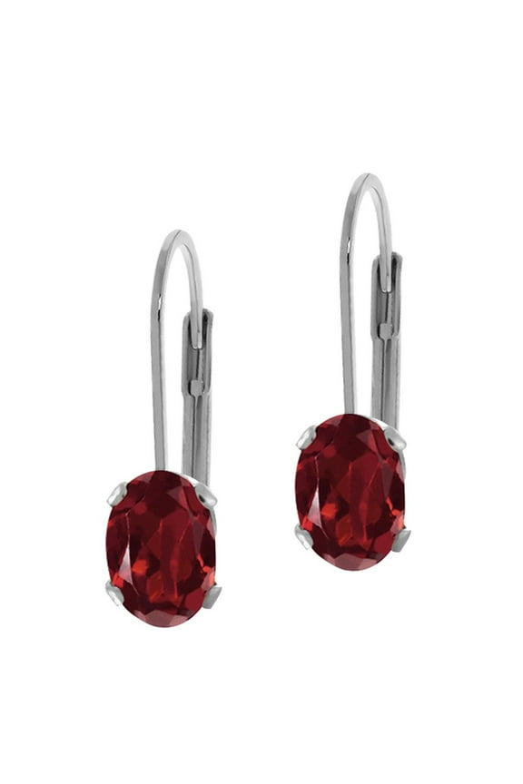 1.80 Ct Oval 7X5mm Oval Red Garnet Leverback Earrings