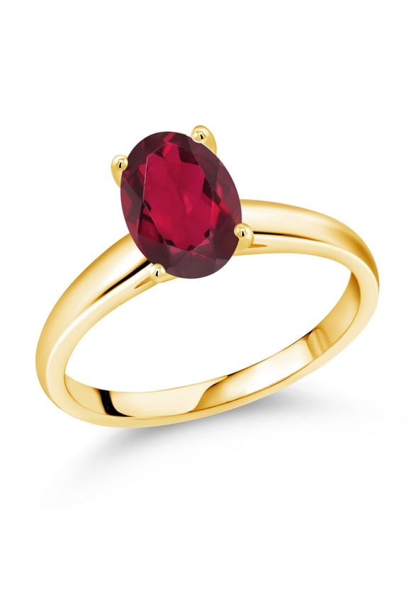 1.80 Ct Oval Red Mystic Quartz 10K Yellow Gold Ring