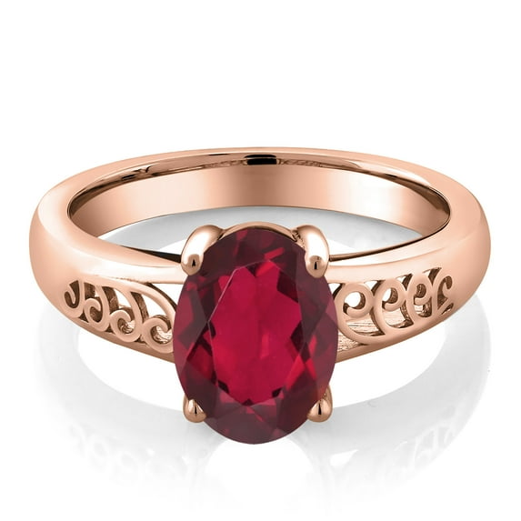 Gem Stone King 1.80 Ct Oval Red Mystic Quartz 18K Rose Gold Plated Silver Curl Into Me Ring