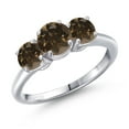 thumbnail image 1 of Gem Stone King 925 Sterling Silver Brown Smoky Quartz Engagement Ring for Women | 1.80 Cttw | Round 6MM | Gemstone Birthstone | Size 7, 1 of 6
