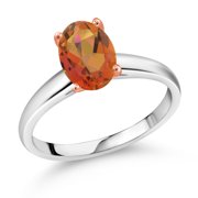 Gem Stone King 1.80 Cttw Twilight Orange Mystic Quartz 10K White and Rose Gold Ring for Women | Wedding Engagement Anniversary Promise Ring for Women| Size 6