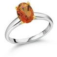 thumbnail image 1 of Gem Stone King 1.80 Ct Twilight Orange Mystic Quartz 10K White and Yellow Gold Ring Ring (Size 7), 1 of 4