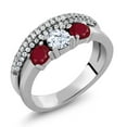 thumbnail image 1 of Gem Stone King 1.81 Ct Round White Topaz Red Ruby 925 Sterling Silver Ring (Size 8), 1 of 2