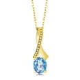 thumbnail image 1 of Gem Stone King 1.84 Ct Millennium Blue Mystic Quartz White Diamond 18K Yellow Gold Plated Silver Pendant, 1 of 3