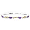 thumbnail image 1 of Gem Stone King 1.85 Ct Oval Purple Amethyst 925 Silver and 10K Yellow Gold Lab Grown Diamond Infinity Bracelet for Women Mother's Mom Wife Her, Fully Adjustable up to 7.5 inch), 1 of 6