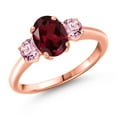 thumbnail image 1 of Gem Stone King 1.85 Ct Red Rhodolite Garnet Pink Lab Grown Diamond 18K Rose Gold Plated Silver Ring, 1 of 6