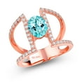 thumbnail image 1 of Gem Stone King 1.86 Ct Oval Blue Apatite 18K Rose Gold Plated Silver Ring (Size 7), 1 of 3