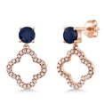 thumbnail image 1 of Gem Stone King 1.87 Ct Round Blue Sapphire 18K Rose Gold Plated Silver Earrings, 1 of 3