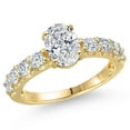thumbnail image 1 of Gem Stone King 1.88 Cttw IGI Certified Lab Grown Diamond in 14K Yellow Gold Engagement Ring for Women | Oval Center Diamond 1.00 Ct | E-F Color | VS1-VS2 Clarity | Size 6, 1 of 6