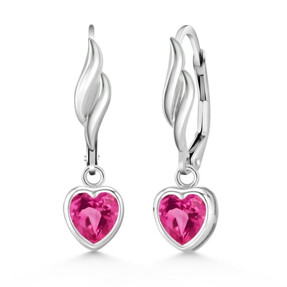 Gem Stone King 1.90 Ct Heart Shape Pink Mystic Topaz 925 Sterling Silver Earrings