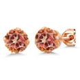 thumbnail image 1 of Gem Stone King 1.90 Ct Round Shape Ecstasy Mystic Topaz Rose Gold Plated Silver Stud Earrings for Women Men, 1 of 3
