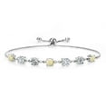 thumbnail image 1 of Gem Stone King 1.91 Ct Round Cabochon White Ethiopian Opal and E-F Lab Grown Diamond 925 Sterling Silver Tennis Bracelet for Women (Fully Adjustable up to 9 inch), 1 of 3