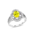 thumbnail image 1 of Gem Stone King 1.93 Ct Oval Canary Mystic Topaz 925 Sterling Silver Women's Split Shank Statement Ring, 1 of 6