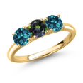 thumbnail image 1 of Gem Stone King 18K Yellow Gold Plated Silver Green Mystic Topaz and London Blue Topaz Engagement Ring for Women | 1.95 Cttw | Round 5MM | Gemstone November Birthstone | Size 7, 1 of 6