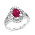thumbnail image 1 of Gem Stone King 1.97 Ct Oval Red Ruby 925 Sterling Silver Ring (Size 7), 1 of 4