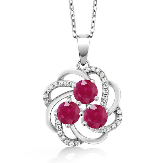 Gem Stone King 1.97 Ct Round Red Ruby 925 Sterling Silver Pendant
