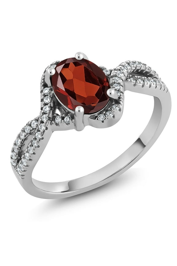 1.98 Cttw Oval Red Garnet Ring for Women | 925 Sterling Silver | Oval 8X6MM | Wedding Engagement Anniversary Promise Ring for Women | Size 5