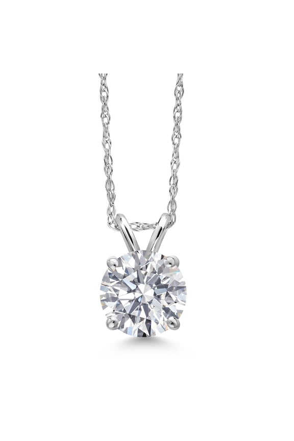1 Ct Round 14K White Gold IGI Certified Lab Grown Diamond Pendant Necklace | E-F Color | VS1-VS2 Clarity | Gold Necklace for Women | 18 inch Chain