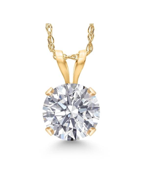 1 Ct Round 14K Yellow Gold IGI Certified Lab Grown Diamond Pendant Necklace | D-E Color | VS1-VS2 Clarity | Gold Necklace for Women | 18 inch Chain
