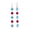 thumbnail image 1 of Gem Stone King 10.00 Ct Round Swiss Blue Topaz Red Created Ruby 925 Sterling Silver Earrings, 1 of 2