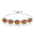 thumbnail image 1 of Gem Stone King 10.05 Cttw Twilight Orange Mystic Quartz Tennis Bracelet for Women in 925 Sterling Silver | Oval 9X7MM | Gemstone Birthstone | Fully Adjustable up to 9 inch, 1 of 3
