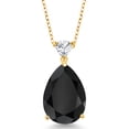 thumbnail image 1 of Gem Stone King 10.68 Ct Pear Shape Black Onyx 18K Yellow Gold Plated Silver Pendant with Chain, 1 of 3