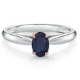 thumbnail image 1 of Gem Stone King 10K 2 Tone Gold Blue Sapphire Ring for Women (0.55 Cttw, Gemstone September Birthstone, Oval 6X4MM, Available in Size 5, 6, 7, 8, 9), 1 of 4