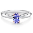 thumbnail image 1 of Gem Stone King 10K 2 Tone Gold Blue Tanzanite Ring for Women (0.45 Cttw, Gemstone December Birthstone, Oval 6X4MM, Available in Size 5, 6, 7, 8, 9), 1 of 4