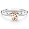 thumbnail image 1 of Gem Stone King 10K 2 Tone Gold Peach Morganite Ring for Women (0.50 Cttw, Gemstone October Birthstone, Oval 6X4MM, Available in Size 5, 6, 7, 8, 9), 1 of 4