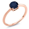 thumbnail image 1 of Gem Stone King 10K Rose Gold Blue Sapphire Solitaire Engagement Ring for Women (1.00 Cttw, Round 6MM, Gemstone September Birthstone, Size 8), 1 of 5