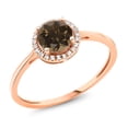 thumbnail image 1 of Gem Stone King 10K Rose Gold Brown Smoky Quartz and Diamond Engagement Ring for Women (0.98 Cttw, Round 6MM, Gemstone Birthstone), 1 of 5