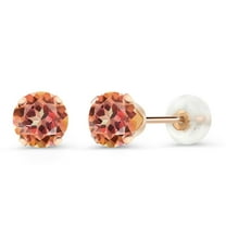Gem Stone King 10K Rose Gold Ecstasy Mystic Topaz Stud Earrings for Women Men (1.10 Cttw, Round 5MM)
