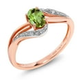 thumbnail image 1 of Gem Stone King 10K Rose Gold Green Peridot and Diamond Engagement Bypass Ring for Women | 0.54 Cttw | Gemstone Birthstone (Size 5), 1 of 4