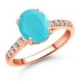 thumbnail image 1 of Gem Stone King 10K Rose Gold Green Turquoise and Lab Grown Diamond Engagement Ring for Women | 1.70 Cttw | Oval 9X7MM | Gemstone Birthstone | Size 8, 1 of 6