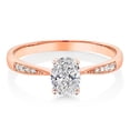 thumbnail image 1 of Gem Stone King 10K Rose Gold IGI Certified Lab Grown Diamond Engagement Ring for Women | 1.08 Cttw | Center Diamond Oval Cut 1 Ct | D-E Color | VS1-VS2 Clarity | Size 7, 1 of 6