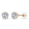 thumbnail image 1 of Gem Stone King 10K Rose Gold Lab Grown Diamond Earrings for Women | 1.00 Cttw | Gemstone April Birthstone | Round 5MM | E-F Color | VVS-VS Clarity, 1 of 4