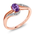 thumbnail image 1 of Gem Stone King 10K Rose Gold Purple Amethyst and Diamond Engagement Bypass Ring for Women (0.39 Cttw, Gemstone Birthstone, Size 5), 1 of 4